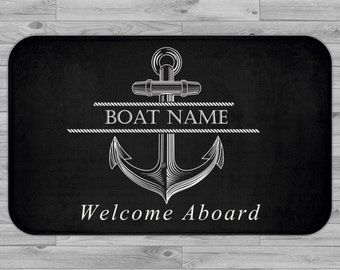 Personalized Boat Mat, Boat Accessories, Nautical Gift For Boat Owner, Boat Decor, Gift For Sailor, Yacht Mat, Welcome Aboard Mat, Nautical