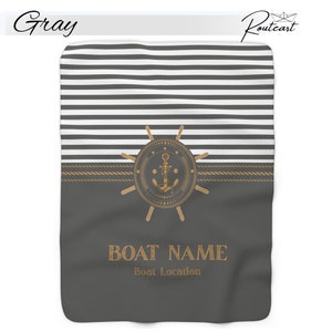 Personalized Boat Blanket, Yacht Gift, Gift For Boat Owner, Sailing Gift, Nautical Blanket, Boat Gifts, Boat Accessories, Lake House Blanket Gray