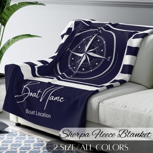 Gepersonaliseerde bootdeken: gepersonaliseerde nautische plaid, bootaccessoires, cadeau voor matroos