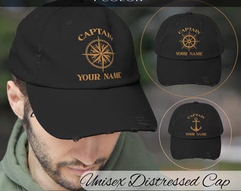 Anchor Hat, Captain Name Hat, Captain Cap, Sailor Boat Hats, Captain Trucker Hat