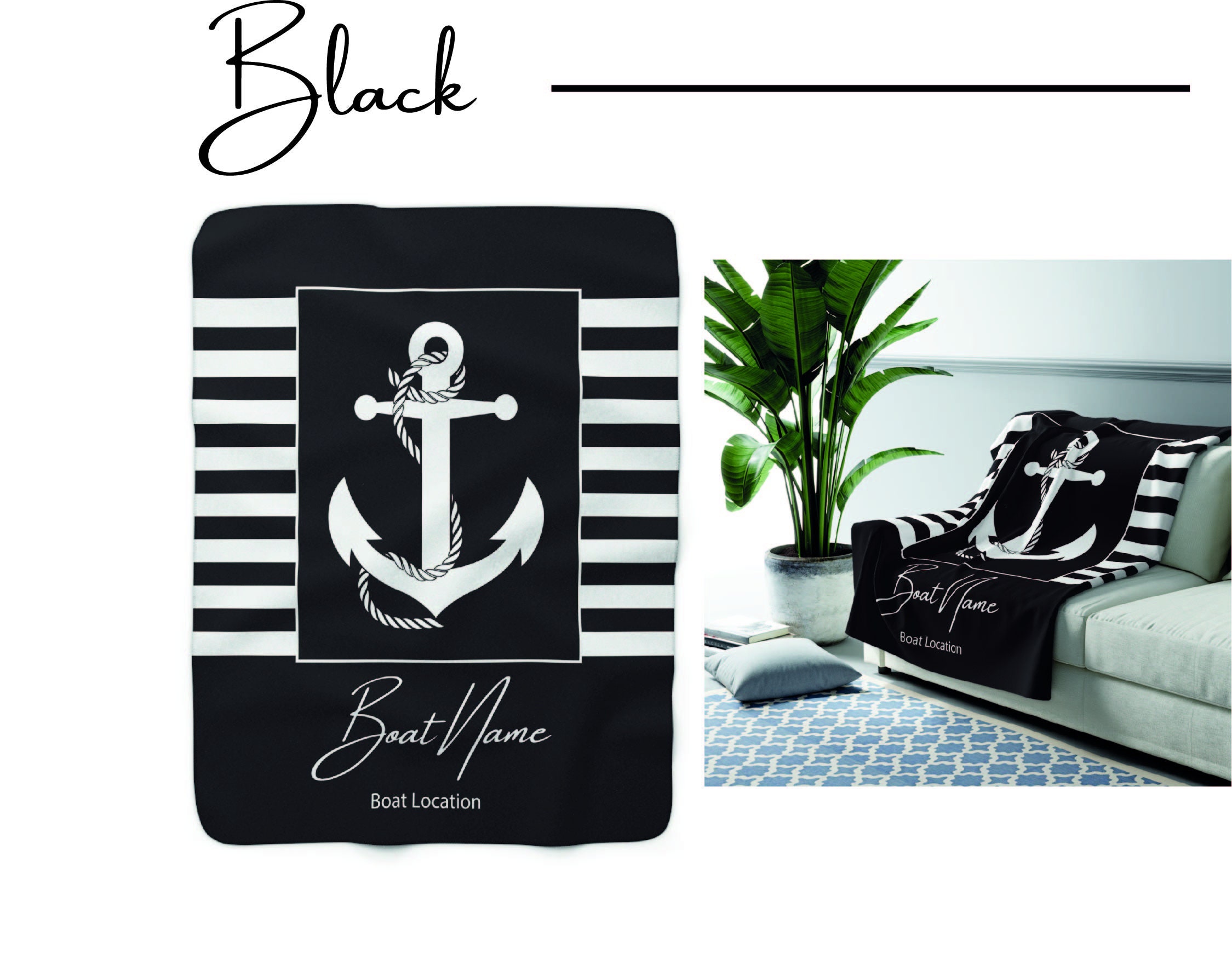 Custom Anchor Boat Blanket, Gift for Sailor, Nautical Blanket, Boating Gift, Personalized Boat