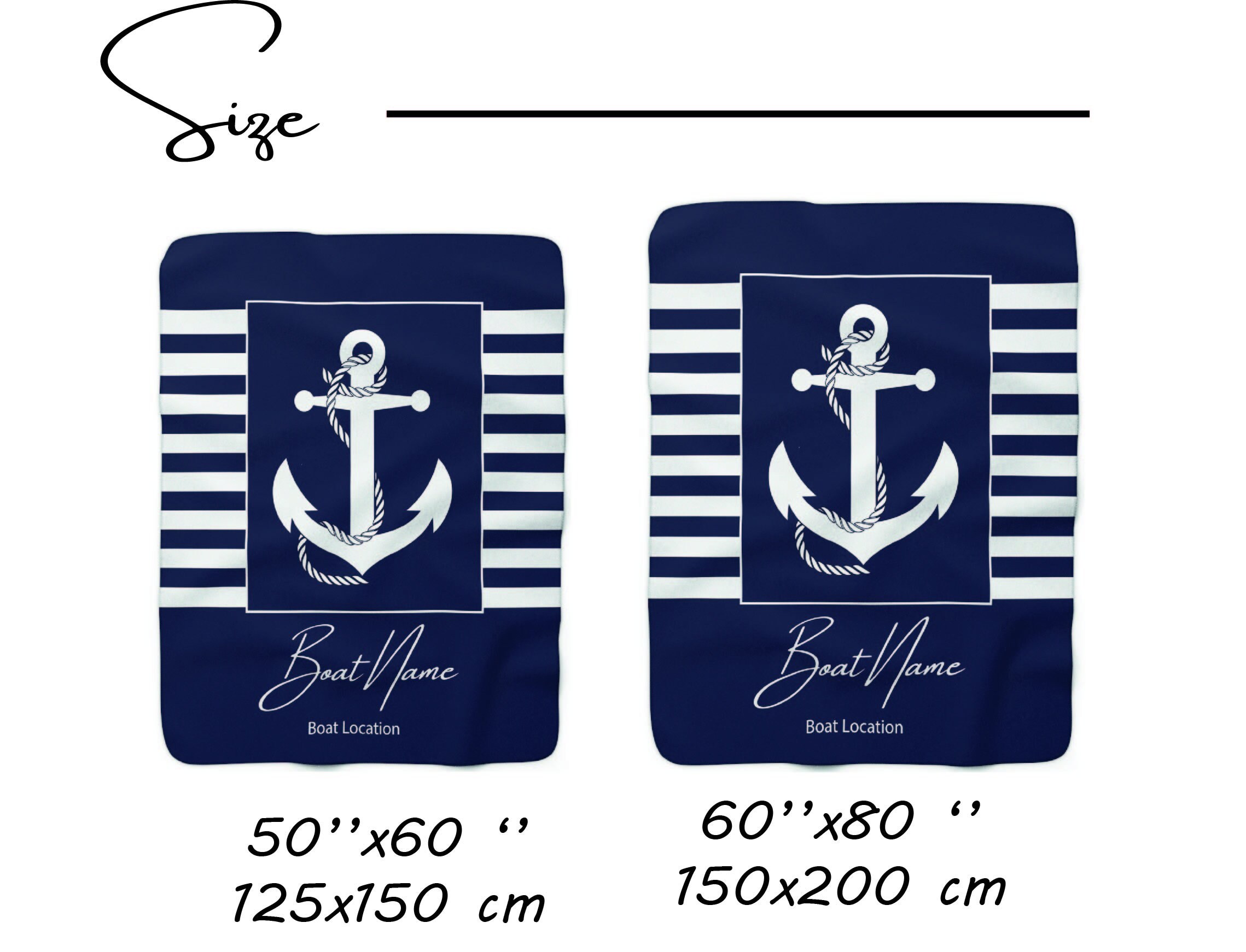 Custom Anchor Boat Blanket, Gift for Sailor, Nautical Blanket, Boating Gift, Personalized Boat