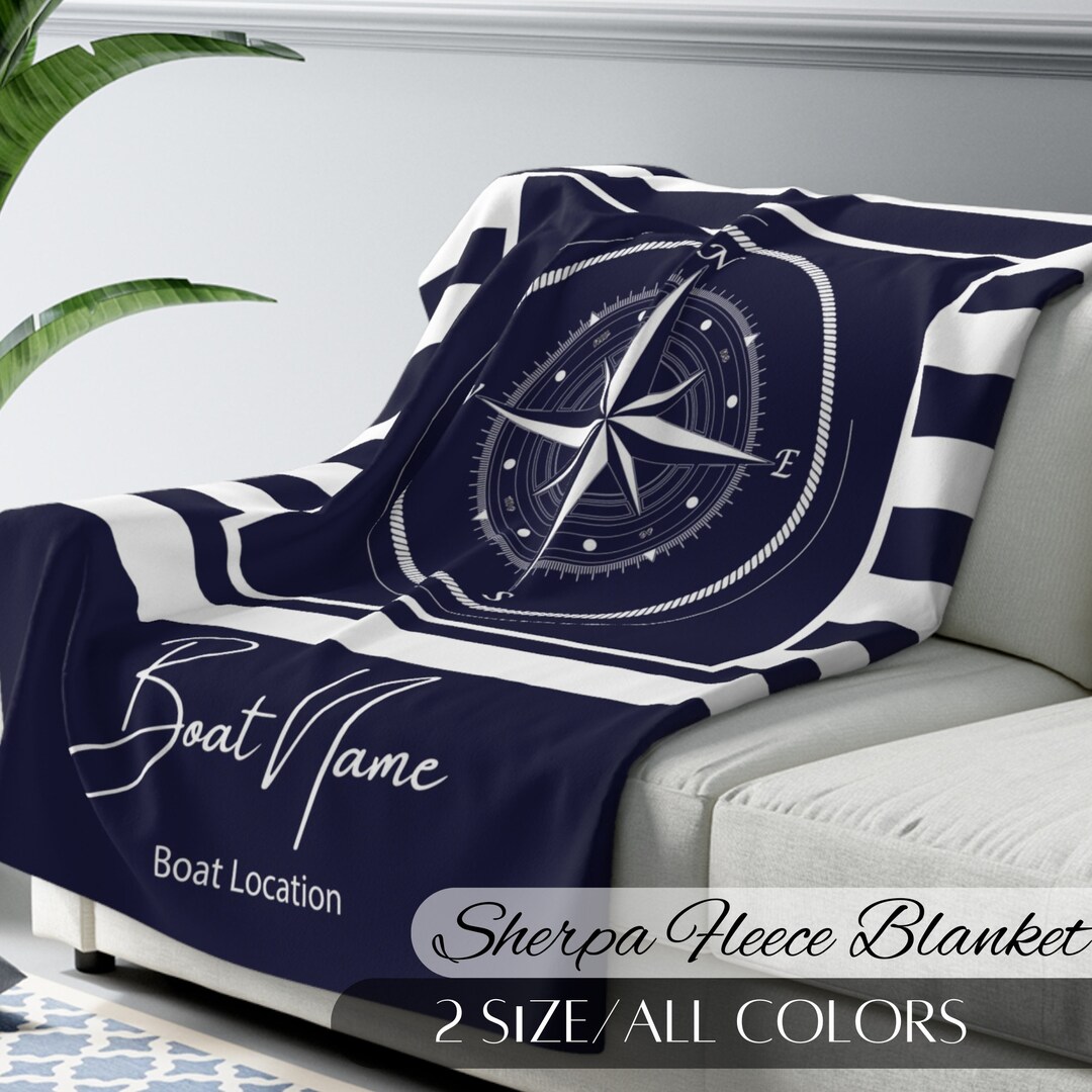 Personalized Boat Blanket, Gift for Sailor, Compass Boat Blanket, Gift