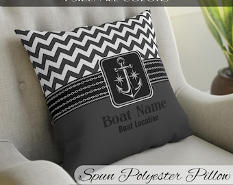Personalized Boat Pillow: Nautical Decor Cushion, Yacht Gift