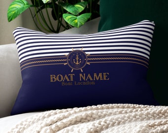 Boat Lumbar Pillow, Boat Accessories, Boat Cushions, Pillow For Lake House, Personalized Boat Pillow, Nautical Pillow,  Yacht Cushions