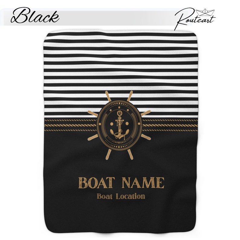 Customizable blanket for boat owners. It has an anchor and rope pattern on it. It can be produced in any color.