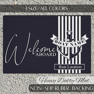 Boat Name Mat, Welcome Aboard Mat, Boat Accessories, Gift For Boat Owner, Yacht Gift, Personalized Mat, Gift For Sailor,
