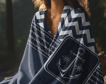 Custom Boat Blanket: Nautical Anchor Fleece Throw, Boater Gift