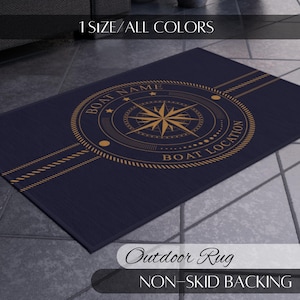 Personalized Boat Mat, Custom Welcome Aboard Rug, Nautical Doormat, Non-Slip Outdoor Rug, Gift for Boat Owners & Lake House