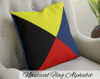 Nautical Signal Flag Pillow: Maritime Alphabet Boat Cushion