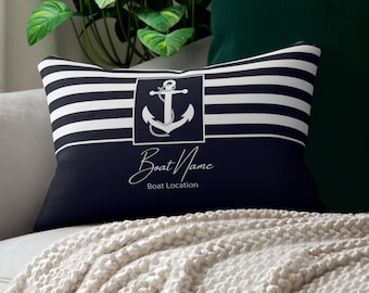 Personalized Nautical Boat Pillow: Custom Anchor Compass Design