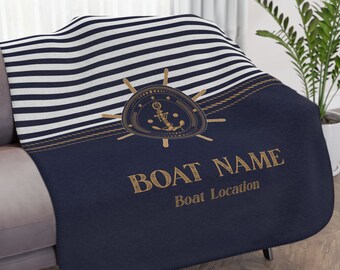 Personalized Boat Blanket, Yacht Gift, Gift For Boat Owner, Sailing Gift, Nautical Blanket, Boat Gifts, Boat Accessories, Lake House Blanket