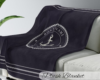 Personalized Boat Name Blanket: Nautical Captain Gift