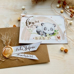 Gotti Götti Frage Karte mit personalisiertem Umschlag, Panda BABY, im Boho-Stil, Schwangerschaft verkünden