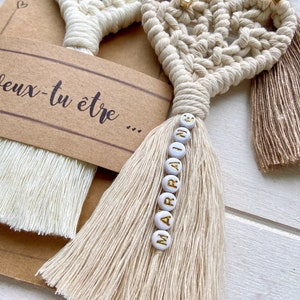 Exigez la marraine avec un coeur en macramé Porte-clés Annonce sa grossesse