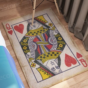 Gift For Him Rug, Modern Rugs, Entryway Rugs, Card Rugs, Cool Rug, Popular Rugs, Entry Rugs, Playing Card Queen Rug, Man Cave Rugs,