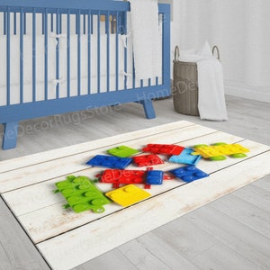 Colorful Building Block Rug, Building Blocks Rugs, Game Room Rugs, Kids Room Rugs, Personalized Rug, Play Room Rug, Runner Rug, Nursery Rug,
