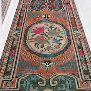 Rose Pattern Rug, Orange Rugs, Pink Rugs, Oriental Rugs, Turkish Rug, Area Rug, Wall Hanging Rug, Runner Rug, Small Rug, Chenille Rug,