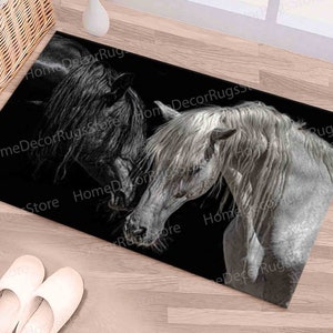 Gift Rugs, Entryway Rug, Black And White Horse Rugs, Animal Rugs, Chenille Rug, Thin Rug, Modern Rugs, Farmhouse Rugs, Stair Rug, Large Rug,