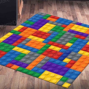 Colorful Building Blocks Rugs, Game Room Rug, Boy Room Rugs, Kids Rug, Nursery Rug, Bath Rug, Colorful Rug, Chenille Rug, Accent Rug,