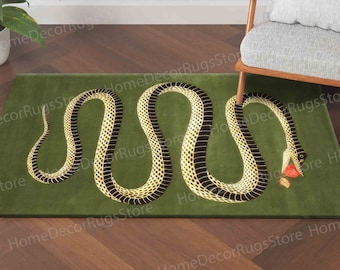 Bathroom Rug, Modern Rug, Animal Rug, Cute Rugs, Front Door Rugs, Snake Pattern Rugs, Custom Rugs, Green Rugs, Salon Decor Rug, Man Cave Rug