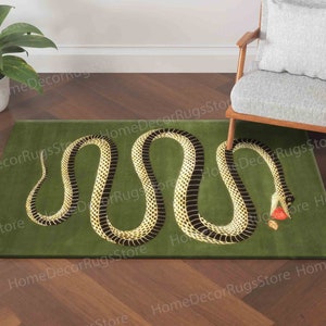 Bathroom Rug, Modern Rug, Animal Rug, Cute Rugs, Front Door Rugs, Snake Pattern Rugs, Custom Rugs, Green Rugs, Salon Decor Rug, Man Cave Rug