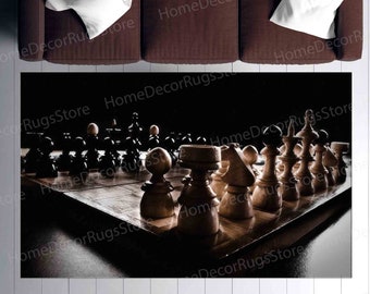 Chess Rugs, Chess Board Photo Rug, Thick Rug, Friend Gift Rug, Modern Rug, Soft Rugs, Runner Rug, Salon Rug, Gift For Her Rug, Game Room Rug