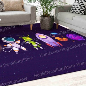 Astronaut Rugs, Planet Rugs, Boy Room Rug, Kids Room Rug, Nursery Rug, Pattern Rug, Soft Rug, Thick Rug, Bath Rug, Gift For Her, Custom Rug,