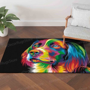 Colorful Dog Rug, Abstract Dog Rugs, Easy To Clean Rug, Dog Illustration Rug, Hallway Rug, Customs Rugs, Animal Rug, Anti-Slip Carpet Rug,