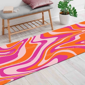 Orange Rug, Psychedelic Rug, Psychedelic Pattern Rug, Colorful Rugs, Modern Rugs, Gift For The Home Rugs, Living Room Rugs, Home Decor Rugs,