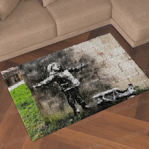 Area Rug, Home Decor Rug, Popular Rug, Non-Slip Carpet, Banksy Snowfall Rugs, Bansky Boy Rugs, Banksy Rug, Large Rug, Corridor Rug,