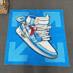 Popular Shoes Rug, Shoes Rug, Sport Shoes Rugs, Man Cave Rugs, 3D Printeds Rug, Dining Room Rug, Corridor Rug, Easy To Clean Rug, Blue Rug,