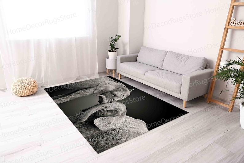 Thin Rug, Pattern Rugs, Luxury Rug, Safari Rug, Animal Rug, Elephants Love Rug, Door Mat Rug, Soft Rug, Custom Rugs, Home Decor Rugs, image 4