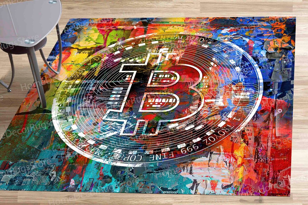Colorful Bitcoin With Bright Rugs, Cryptocurrency Rugs, Bitcoin Rug ...