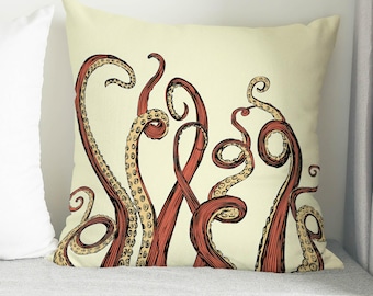 Cuscino moderno, cuscino a forma di polpo, federa per cuscino a forma di zampa di polpo, cuscino regalo, regalo per lei, cuscino stampato con tentacoli di polpo, arredamento per la casa,