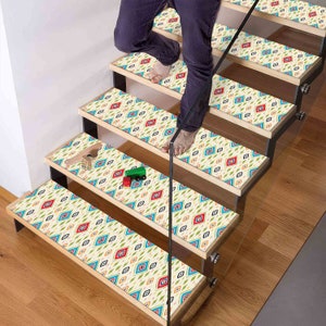 Geometric Pattern Rug, Green Rug, Blue Rug, Modern Rug, Nursery Rug, Popular Rug, Step Rug, Easy To Clean Rug, Stair Rug, Non Slip Stair Rug