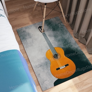 Guitar Rug, Gift for Guitarist Rugs, Instrument Rug, Music Room Rug, Housewarming Gift, Salon Decor Rug, Anti-Slip Carpet, Personalized Rug,