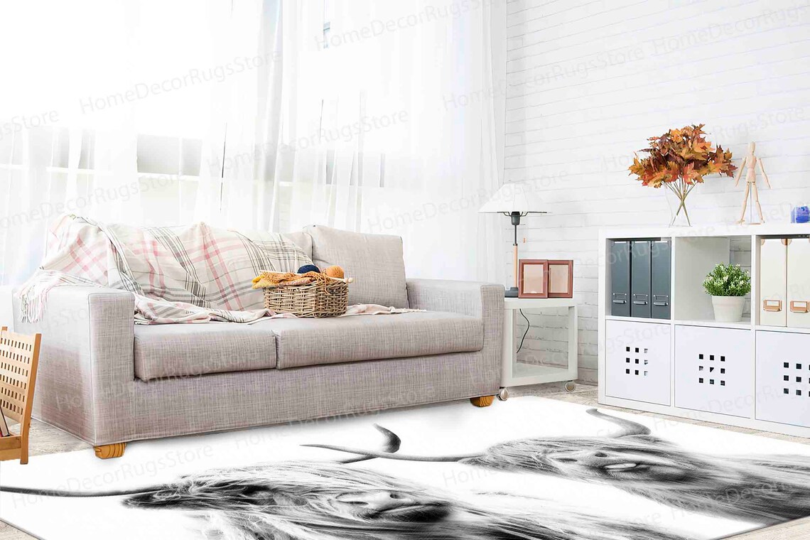 Soft Rug Kitchen Rugs Highland Cow Rugs Highland Rugs Etsy