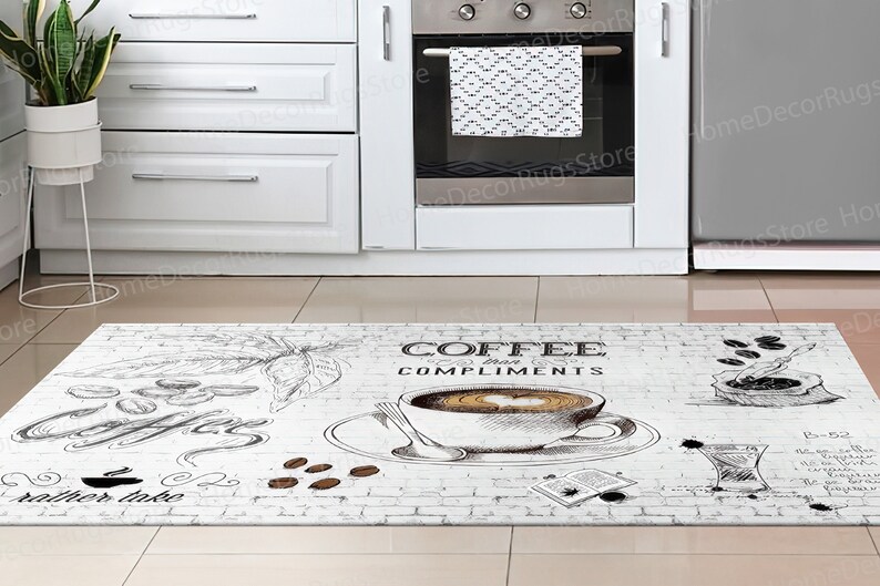 Kitchen Rug Modern Rugs, Popular Rug, Kitchen Rug, Coffee Rug, Pattern Rug, Large Rugs, Car Mat Rug, Coffee Lover Rug, Machine Washable Rug, image 6