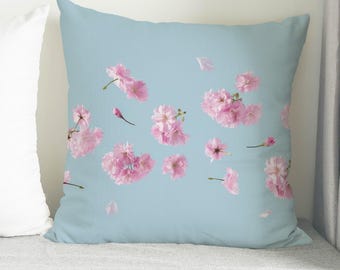 Botanical Pillow Cover, Pink Flower Pillow Case, Flower Pattern Cushion Cover, Printed Fabric, Floral Pattern Pillow Case, Pillow Cover,