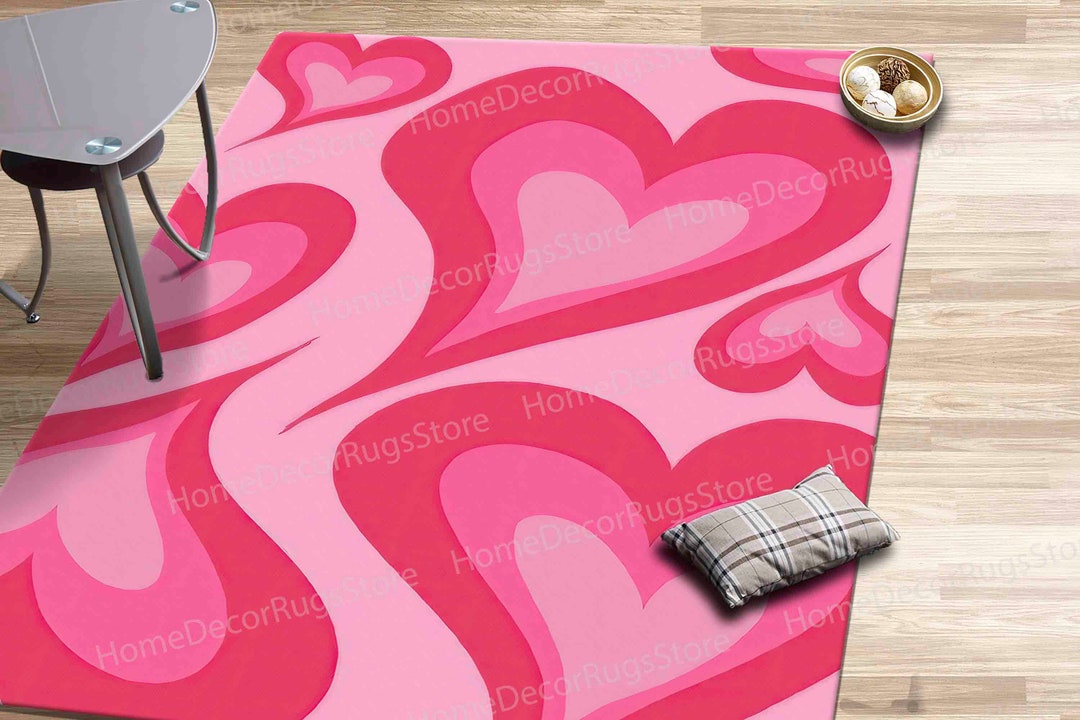Pink Heart Rug, Girl Room Rug, Heart Rug, Pink Rugs, Children Rug, Nursery Rug, Large Rug, Girl