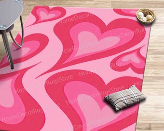 Pink Heart Rug, Girl Room Rug, Heart Rug, Pink Rugs, Children Rug, Nursery Rug, Large Rug, Girl Rug, Large Rug, Gift Rug, Girl Room Decor,