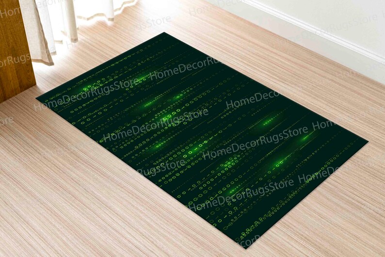 Binary Code Rug, Matrix Code Rugs, Software Rug, Modern Rugs, Area Rug, Large Rug, Office Rug, Hallway Rug, Bedroom Rug, Green Rug, imagen 7