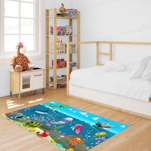 Gift Rug, Children Rugs, Dining Room Rugs, Kids Room Rugs, Cool Rugs, Undersea World Rug, Runner Rugs, Underwater Rug, Salon Decor Rug, imagen 2