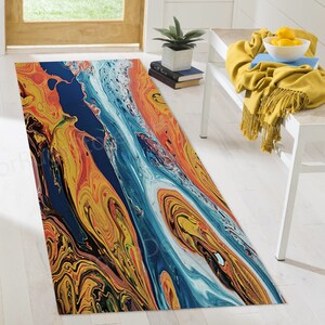 Orange And Blue Rug, Outdoor Rugs, Cool Rugs, Salon Decor Rugs, Orange Rugs, Abstract Rugs, Modern Rug, Living Room Rug, Luxury Rug, image 5