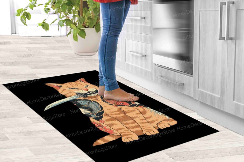 Outdoor Rug, Rugs, Anime Rugs, Salon Decor Rugs, Japanese Rug, Colorful Rug, Kitchen Rug, Modern Rug, Bedroom Rugs, Area Rug, Anime Cat Rug, image 4