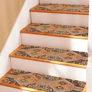 Orange Step Rug, Brown Rugs, Kilim Design Rug, Geometric Pattern Rug, Modern Rug, Easy To Clean Rug, Gift Rug, Stair Decor Rug, Popular Rug,