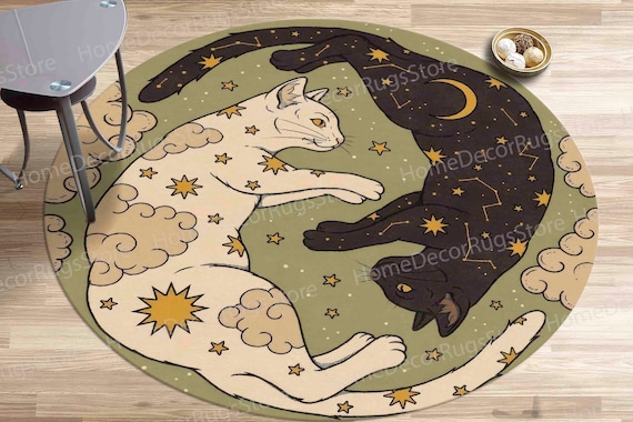 Cat Rug, Circle Rug, Minimal Rugs, Animal Rugs, Personalized Rug, Nursery Rug, Entryway Rug, Office Rug, Salon Rug, Living Room Rug,