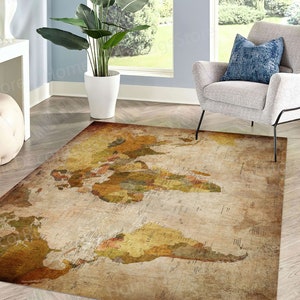 Salon Decor Rug, Dining Room Rug, Office Decor Rug, Anti-Slip Carpet, World Map Rug, Large World Map Rugs, Map Rugs, Large Rug, Office Rug,