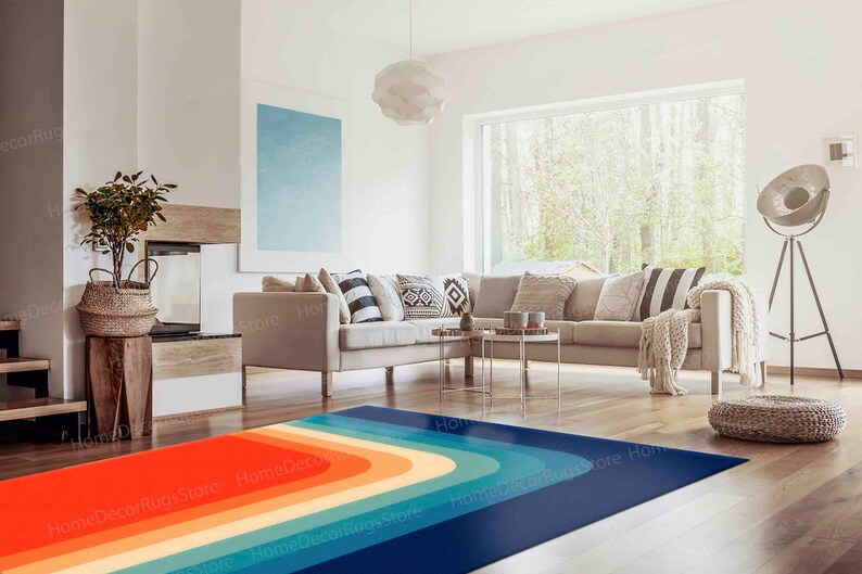 Mid Century Rugs, Accent Rugs, Modern Rug, Modern Pattern Rug, Colorful Rugs, Living Room Rug, Anti-Slip Carpet Rugs, Minimal Rugs, Bild 4